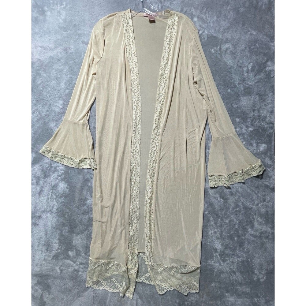 Coco & Shay Sheer Lingerie Lace Robe Duster Women’s Size M Nude Classic Design